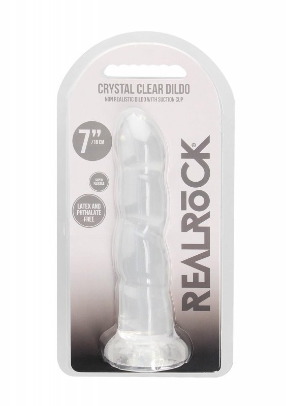 Dildo analne z wypustkami na przyssawce transparentne  17,8 cm