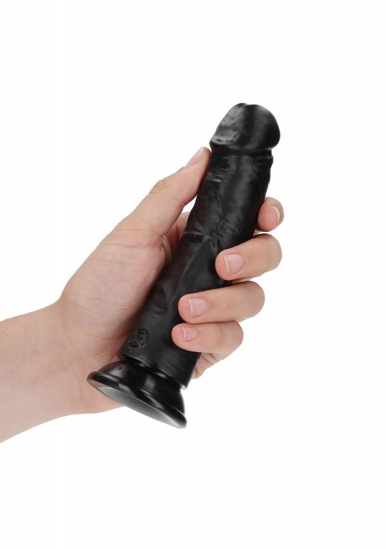 Krzywy penis dildo na mocnej przyssawce czarny 15 cm
