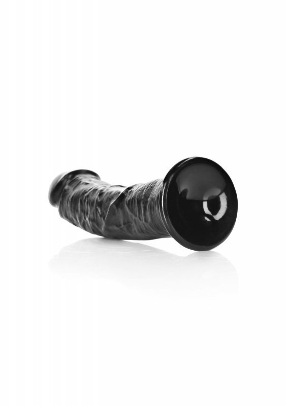 Zakrzywiony penis dildo na przyssawce czarny 17,8 cm