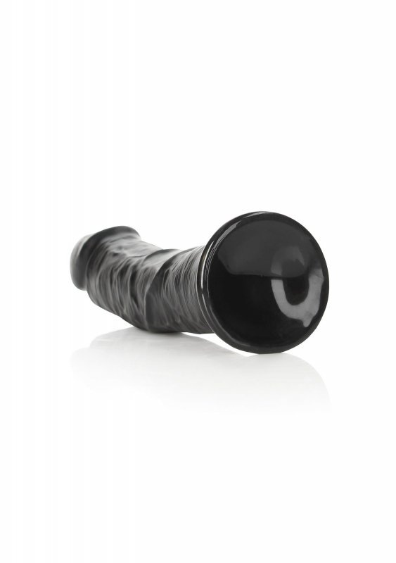 Zakrzywiony penis dildo na przyssawce czarny 23 cm