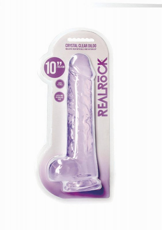 Realistyczne żelowe dildo penis na przyssawce fioletowy 25,4 cm
