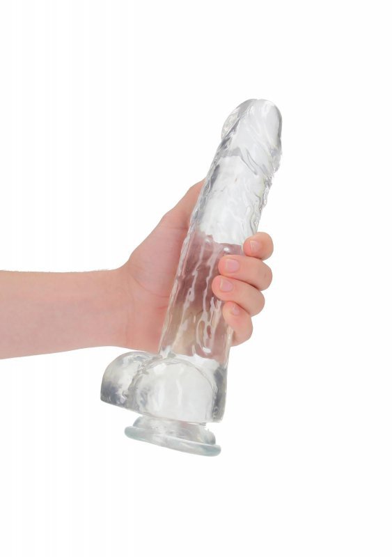 Realistyczne żelowe dildo penis na przyssawce transparentny 25,4 cm