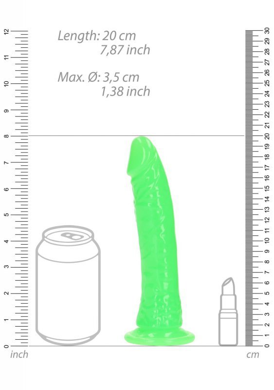 Dildo świecące w ciemności na przyssawce zielony 18 cm