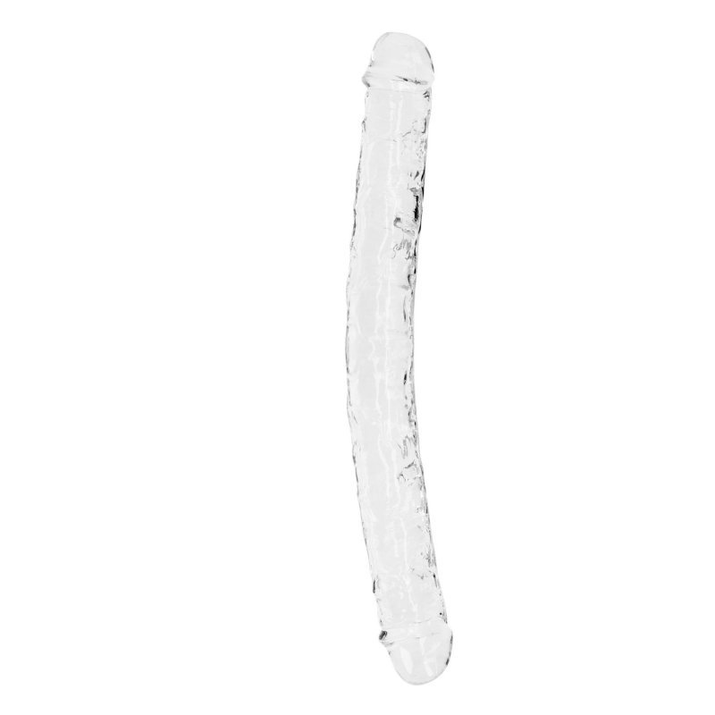Realistyczny podwójny dildo dong dwustronny - 34 cm Clear