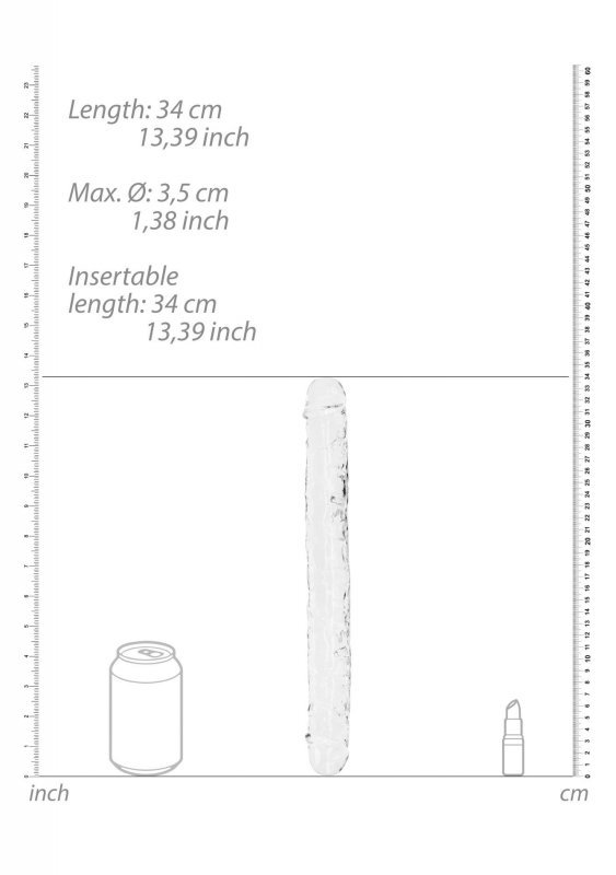 Realistyczny podwójny dildo dong dwustronny - 34 cm Clear