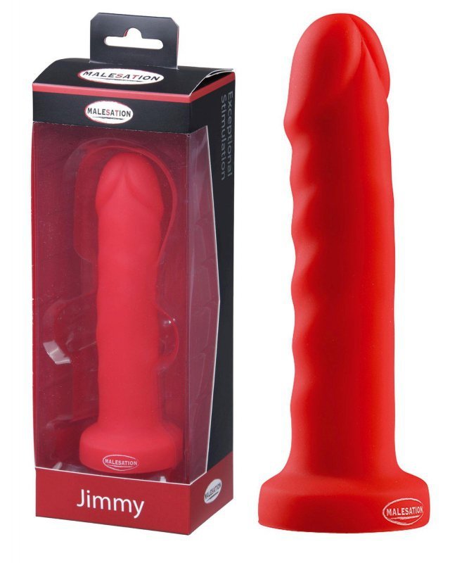 Atrakcyjne dildo na przyssawce bez jąder czerwone  17,7 cm