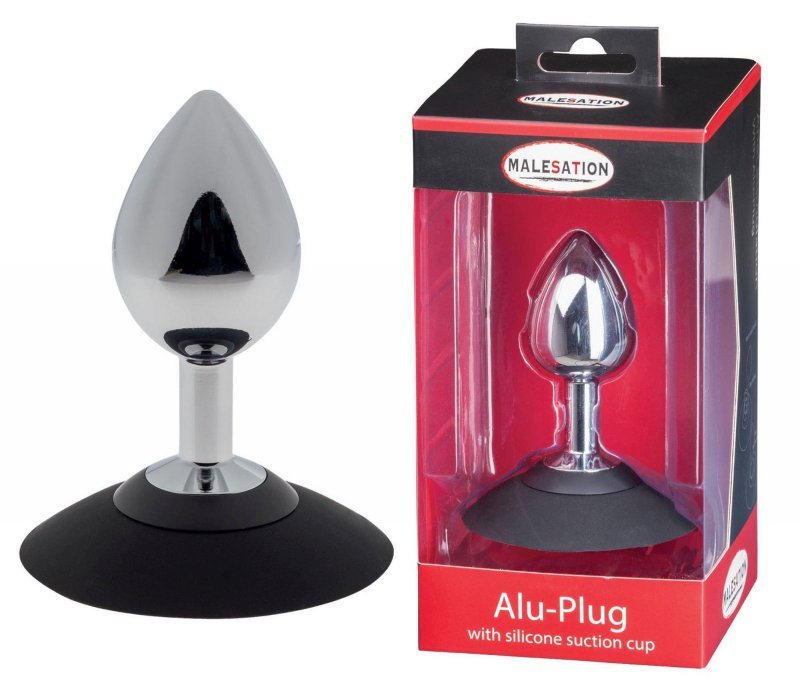 Klasyczny aluminiowy korek analny wtyczka plug z odpinaną przyssawką