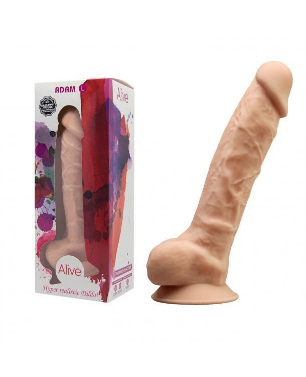 Dildo jak prawdziwy penis z jądrami żylasty penis cielisty 21,5 cm