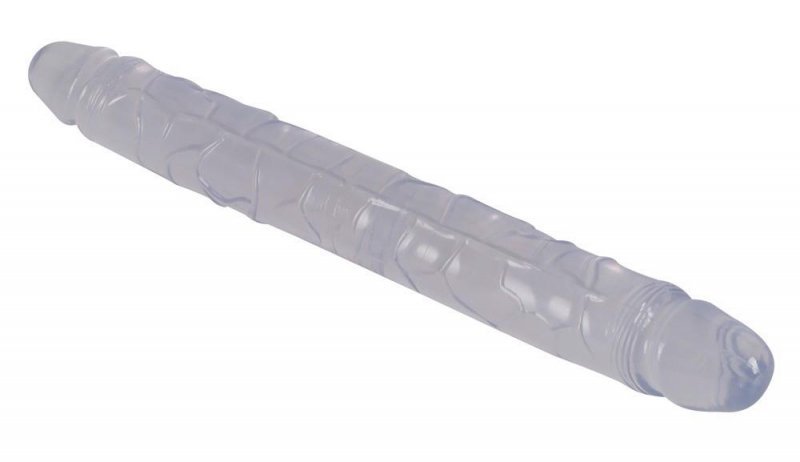 Podwójne żelowe dildo przeźroczyste 34 cm