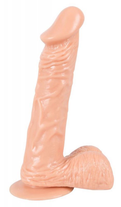 Dildo z jądrami jak prawdziwy penis na przyssawce 22,5 cm
