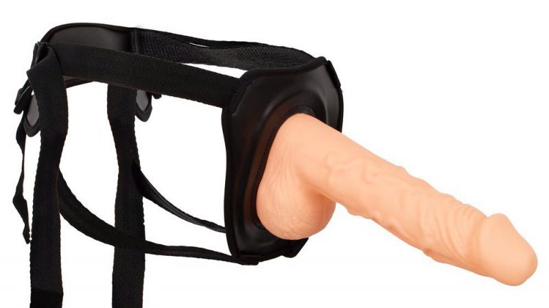 Sztywne twarde dildo strap-on proteza penisa z jądrami 24 cm
