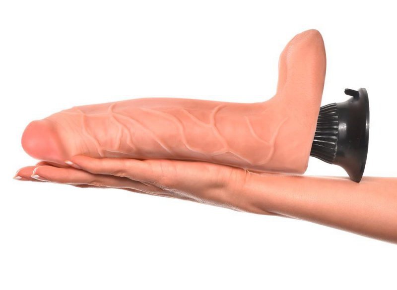 Realistyczny wibrator na przyssawce z jądrami 21,5 cm