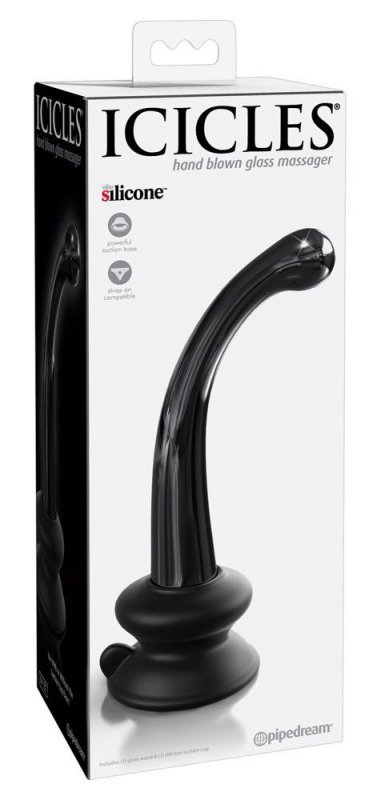 Szklane zakrzywione dildo do punktu g z przyssawką 15 cm