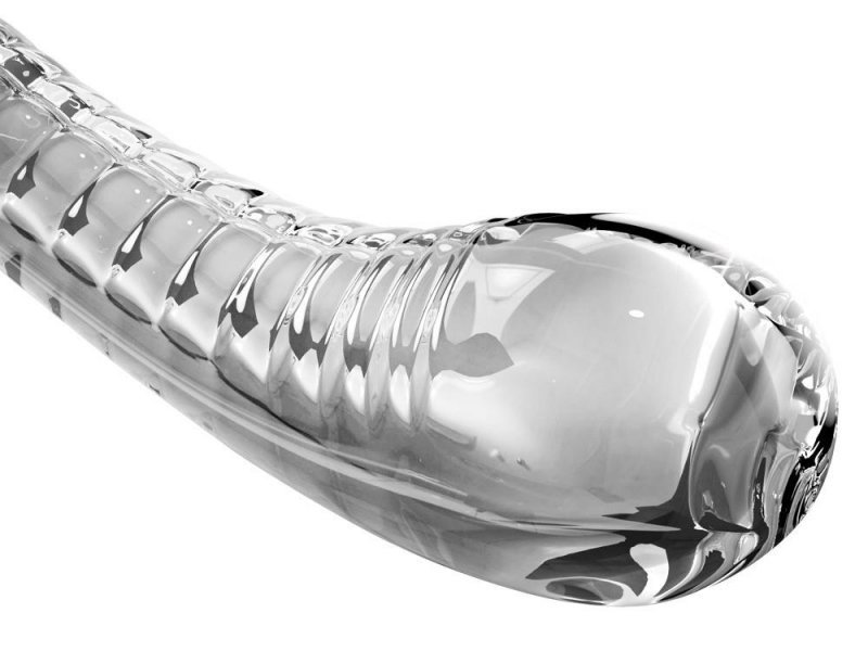 Szklane profilowane dildo punkt g z przyssawką 18 cm