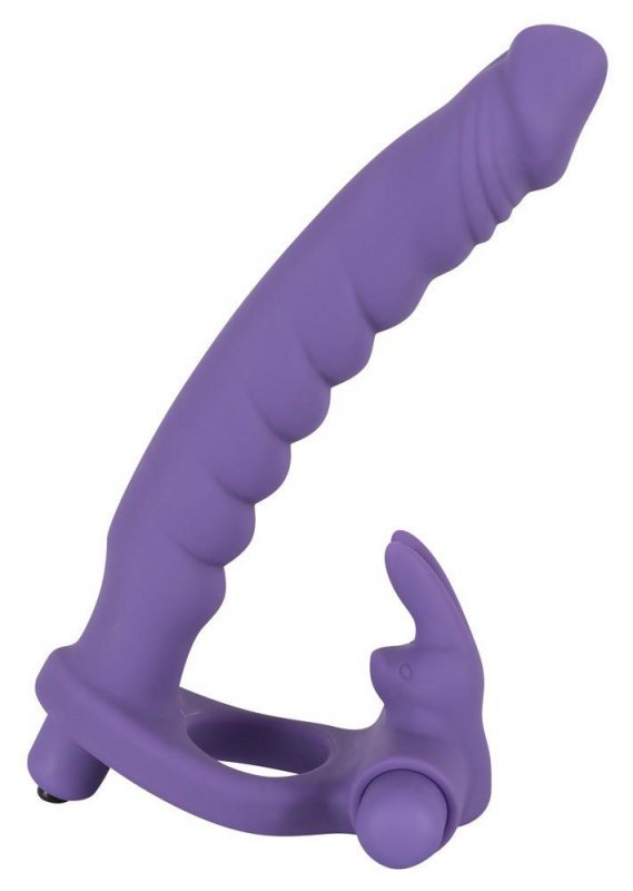 Dildo nakładka pierścień erekcyjny z króliczkiem do podwójnej penetracji anus