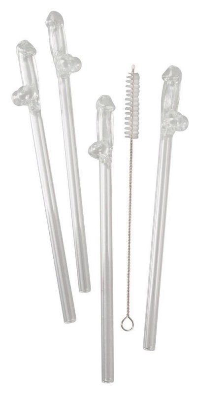 Słomki peniski penisy na panieński Glass Drinking Straw Willy 4szt