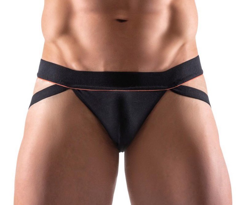 Męskie majtki jockstrapy odkryte pośladki Men's jock czarne XL