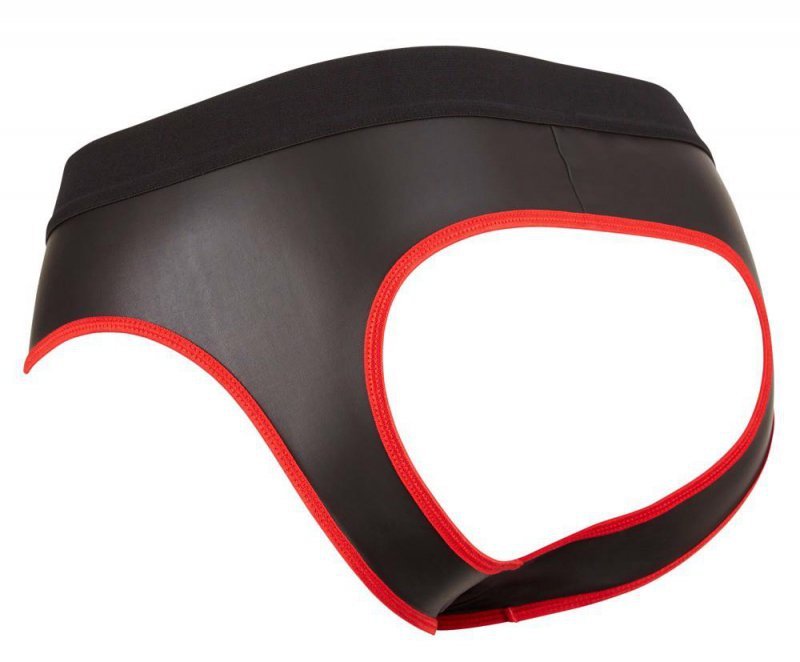 Błyszczące neoprenowe jockstrapy z zamkiem rozpinane czerwone przeszycie Men´s Jock S
