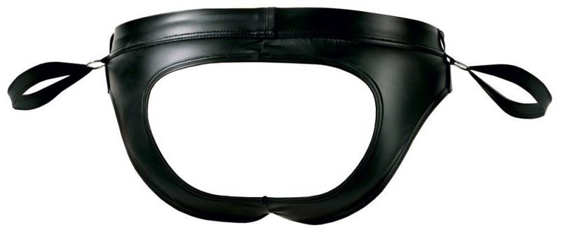 Jockstrapy męskie z kajdankami BDSM czarne paski L