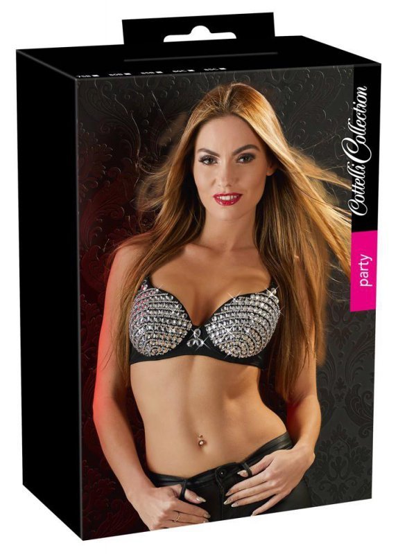 Błyszczący sex biustonosz z cyrkoniami glossy Cottelli 85B