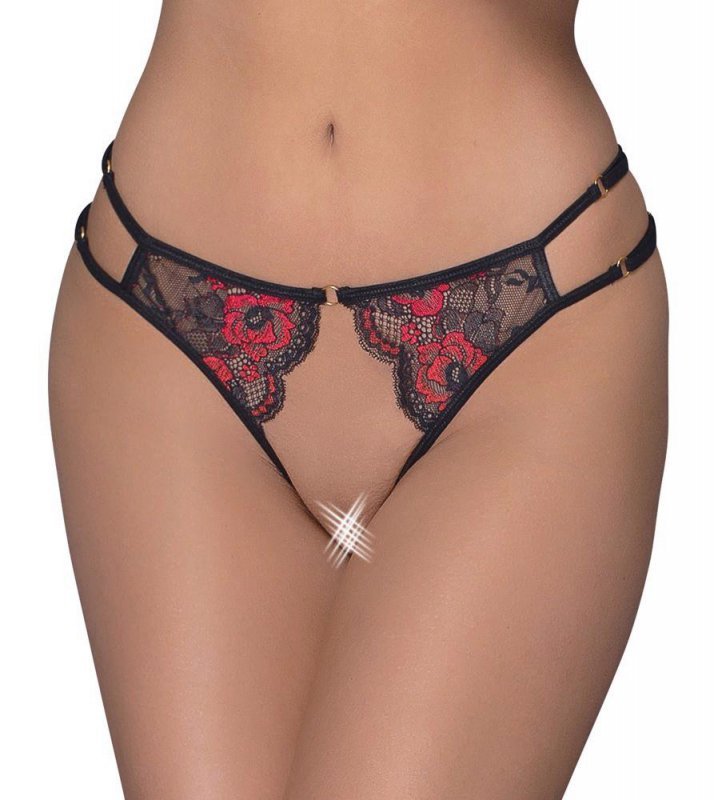 Erotyczne stringi czarne  z dziurką Cottelli S/M/L