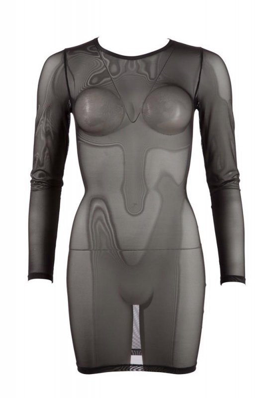 Prześwitująca sexy sukienka mini czarna Cottelli L