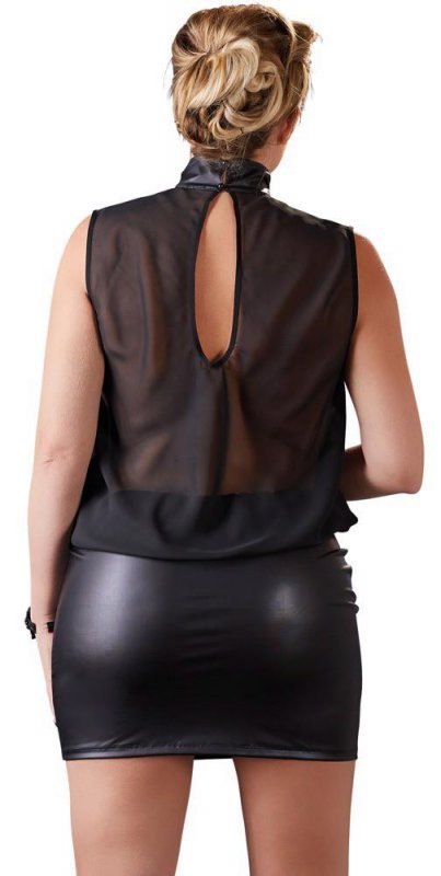 Prześwitująca sex sukienka czarna Cottelli 4XL