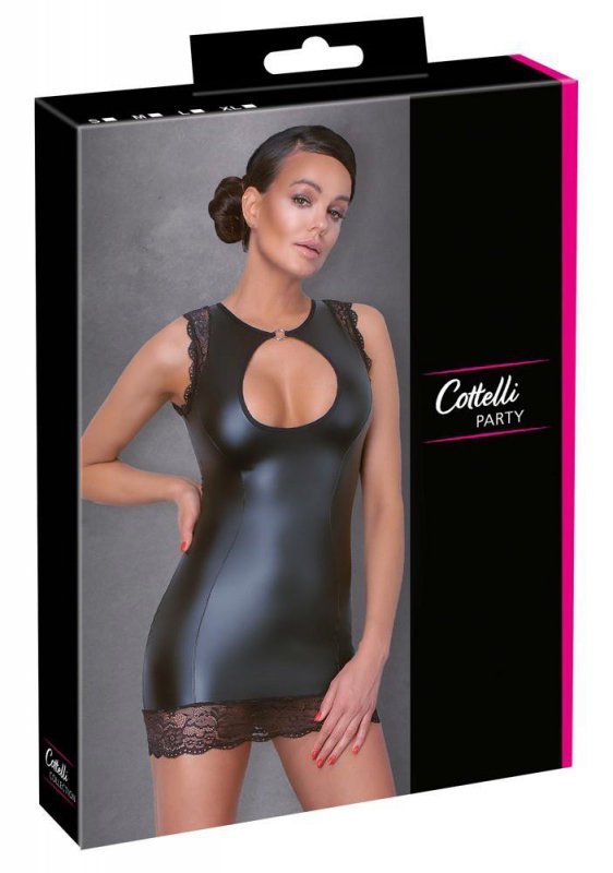 Sukienka sexy mini czarna z koronką Cottelli S