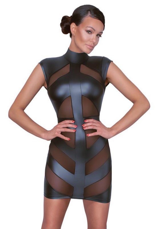Sukienka mini czarna prześwitująca Cottelli XL