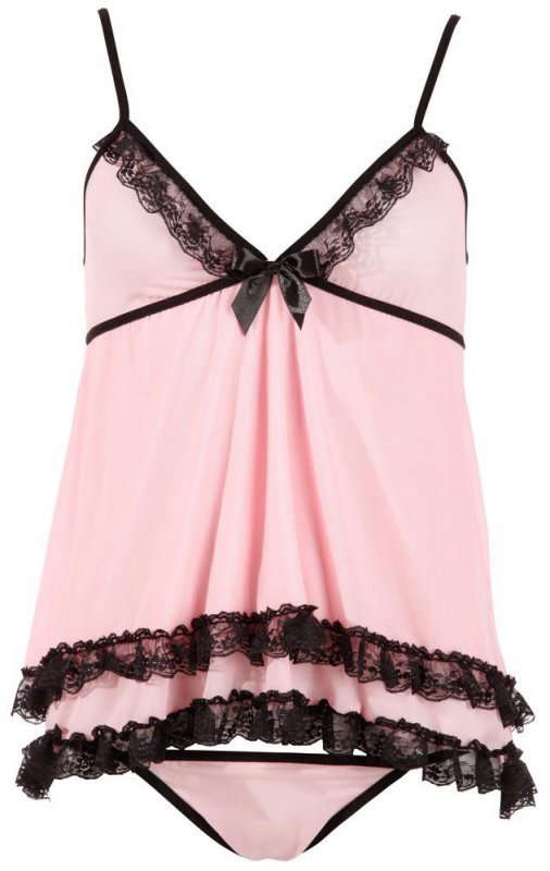 Różowa seksowna koszulka babydoll Cottelli L