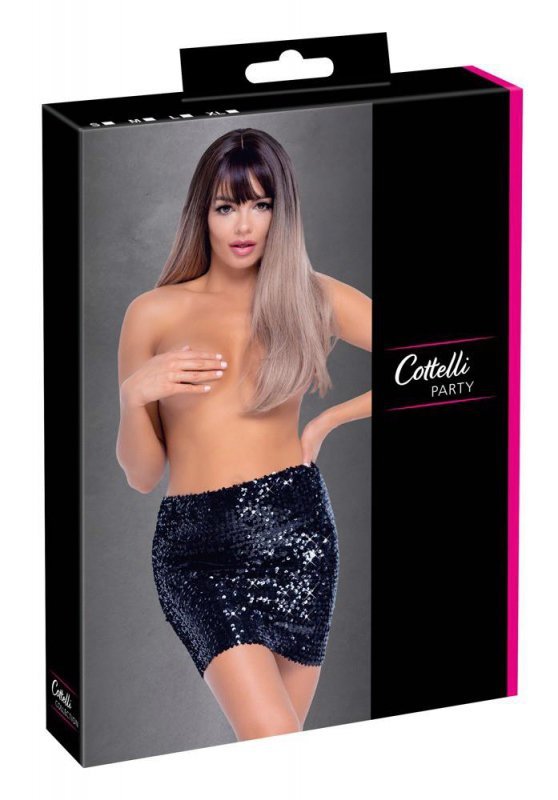 Spódniczka mini cekinowa czarna  Cottelli XL