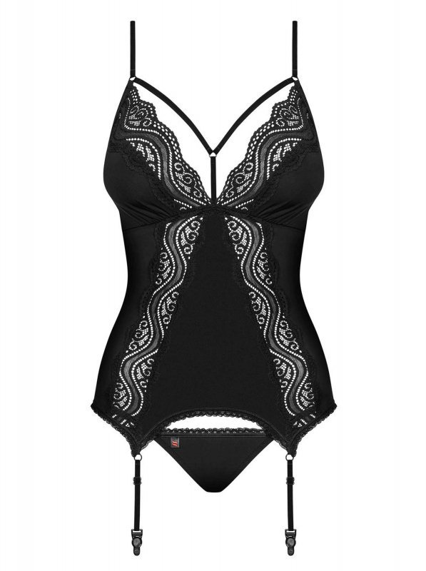 Obsessive Diyosa gorset i stringi czarny  S/M