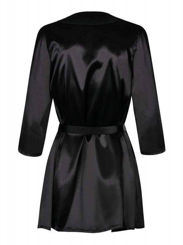 Obsessive Satinia szlafrok czarny S/M
