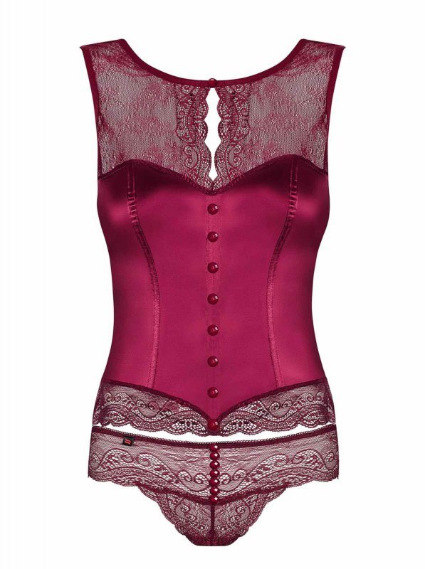 Obsessive  Miamor gorset i stringi bordowy  S/M