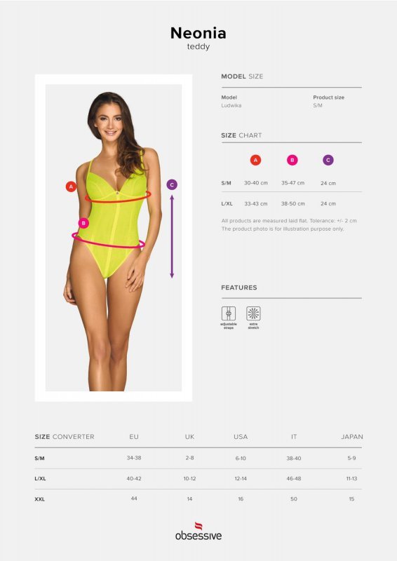 Obsessive Neonia body żółty  S/M