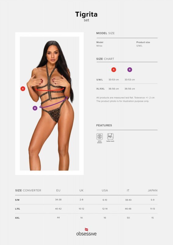 Obsessive Tigrita komplet 2-częściowy brązowy XL/XXL