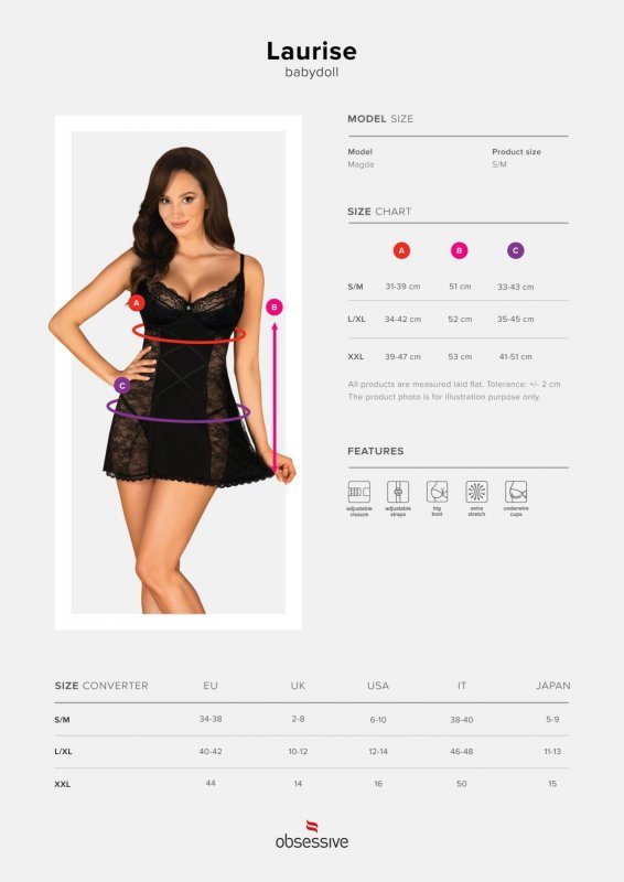 Obsessive koszulka nocna Laurise babydoll i stringi   S/M