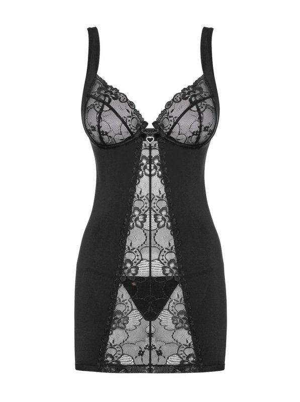 Obsessive Heartina koszulka i stringi czarna  S/M