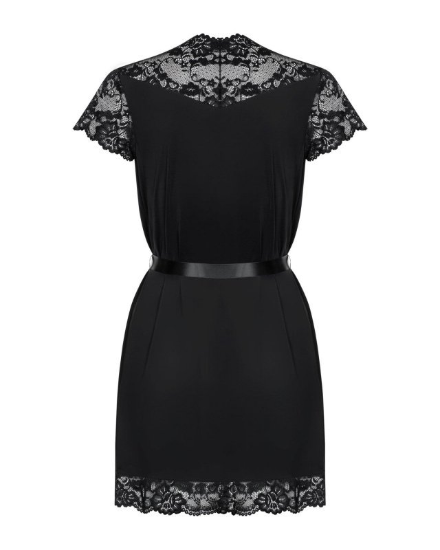 Obsessive 810-PEI-1 szlafrok czarny  S/M