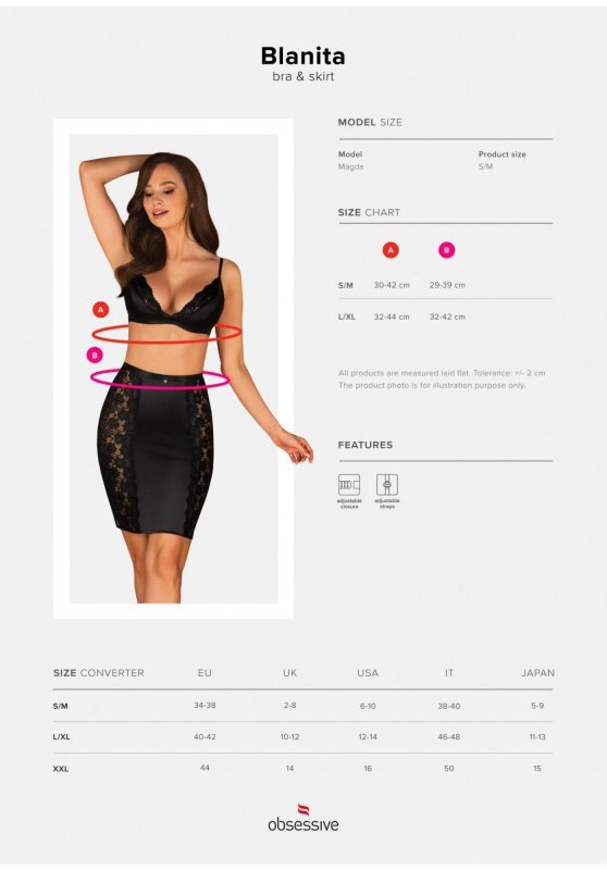Obsessive Blanita komplet 2-częściowy czarny  S/M