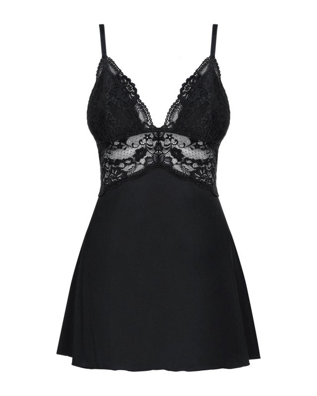 Obsessive koszulka nocna 810-BAB-1 babydoll i stringi czarna L/XL