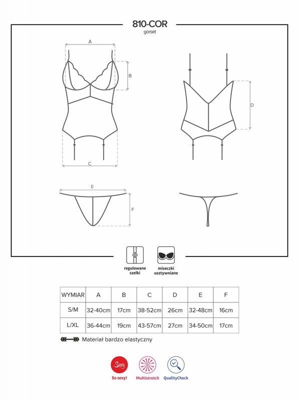 Obsessive 810-COR-2 gorset i stringi biały L/XL