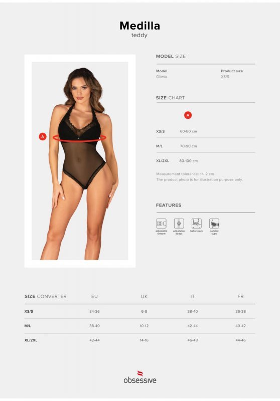 Obsessive Medilla uwodzicielskie body XL/2XL