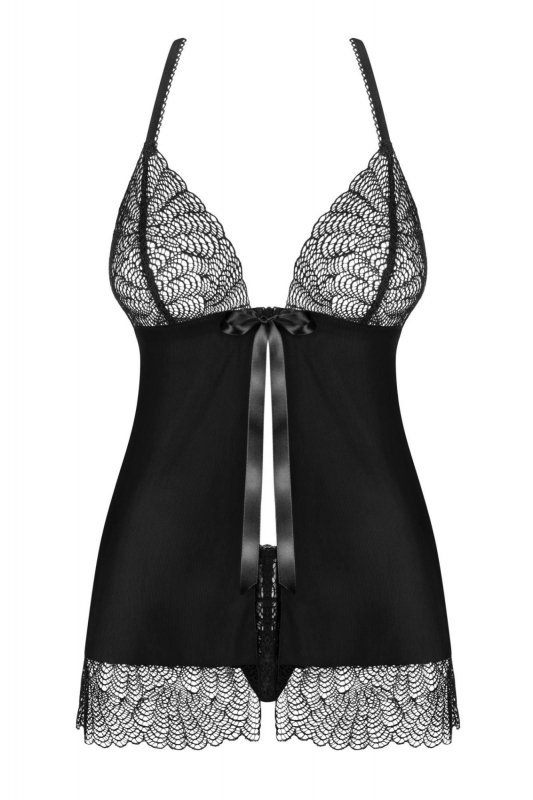 Obsessive koszulka nocna Chiccanta babydoll i stringi czarna  S/M