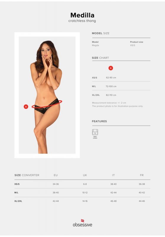 Obsessive Medilla stringi otwarte z dziurką M/L