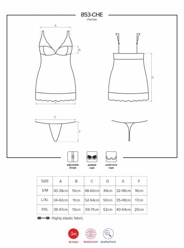Obsessive 853-CHE-3 koszulka i stringi czerwona  S/M