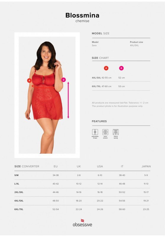 Obsessive Blossmina koszulka i stringi  4XL/5XL