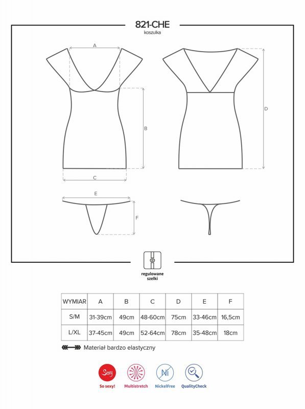 Obsessive 821-CHE-1 koszulka i stringi L/XL