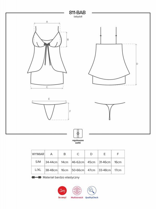 Obsessive koszulka nocna 811-BAB-4 babydoll i stringi L/XL