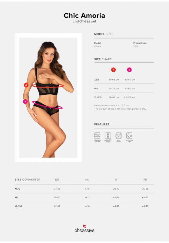 Obsessive Chic Amoria seksowny komplet 2-częściowy otwarty  M/L